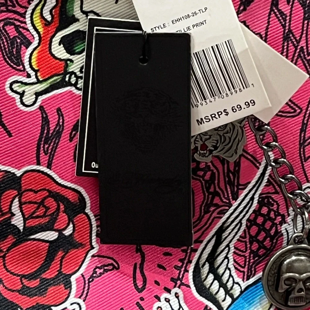 Ed Hardy Pink Tote with Skull and Tiger Design NWT MSRP 69.99 - Picture 5 of 12